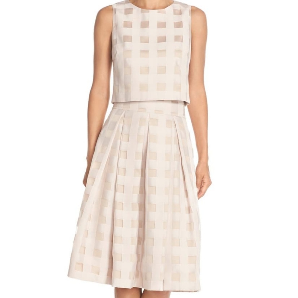 Eliza J Check Satin Two Piece Dress